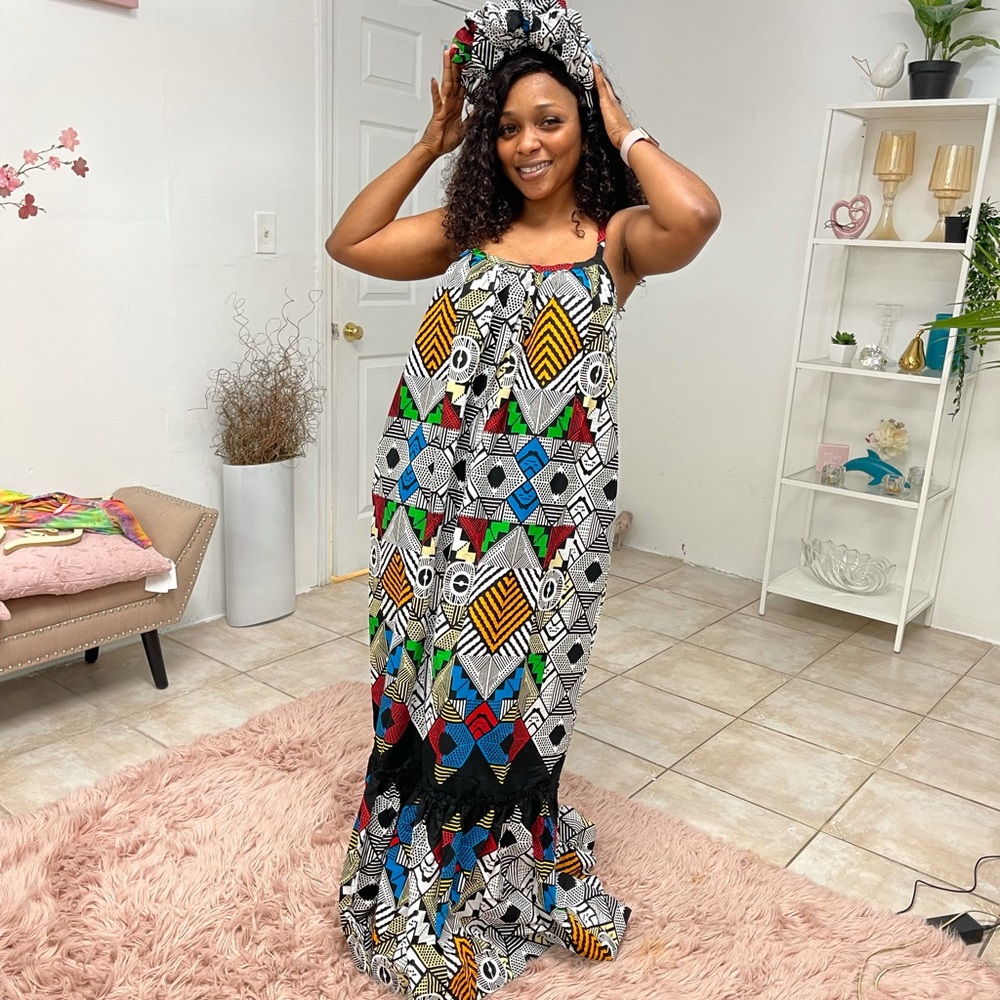 Ankara maxi gown and hairband